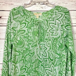 Michael Kors Green Paisley Size Medium Cute Tunic